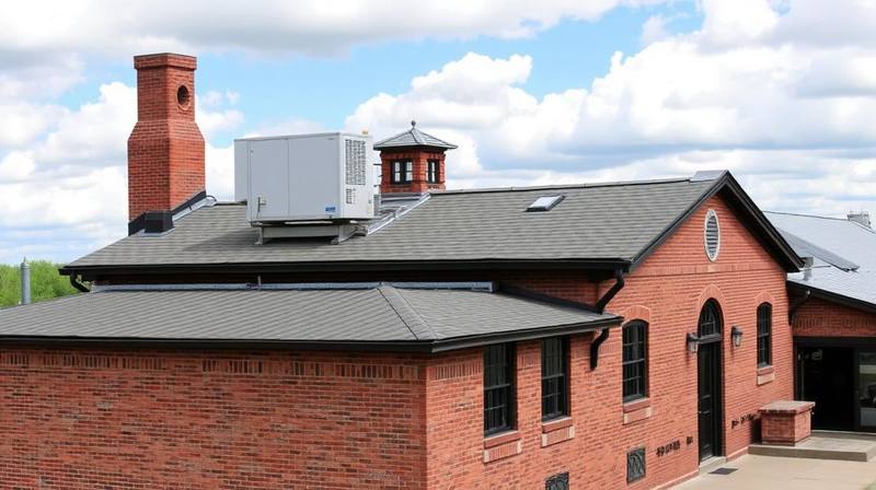 Commercial HVAC system on Bardstown KY bourbon distillery building