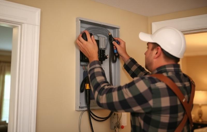 Residential electrician working on home electrical panel in La Grange KY
