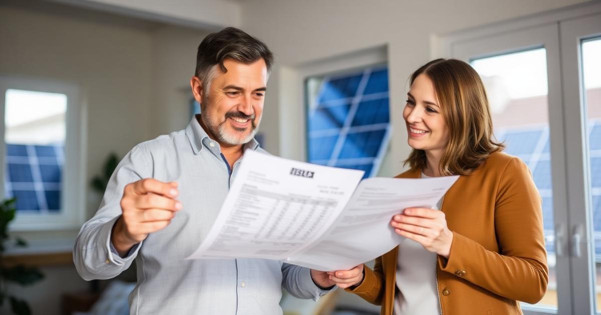 Homeowner reviewing electricity bill savings after energy audit