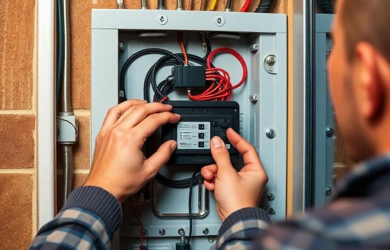 Whole-house surge protector installation at electrical panel in Louisville KY - Hadley Energy Solutions